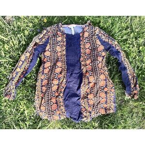 Matilda Jane Once Upon a Time Collection Floret Pintuck Top SMALL‎ Orange Navy